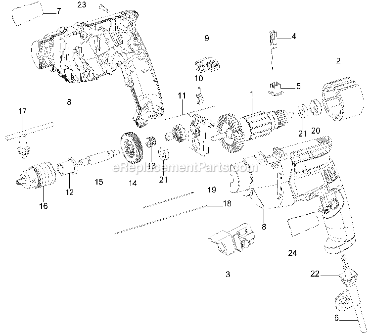 Black and Decker KR505K-AR (Type 1) Drill Power Tool Page A Diagram